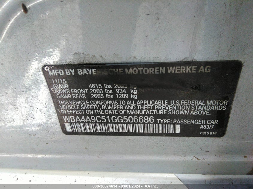 2016 BMW 428I GRAN COUPE - WBA4A9C51GG506686