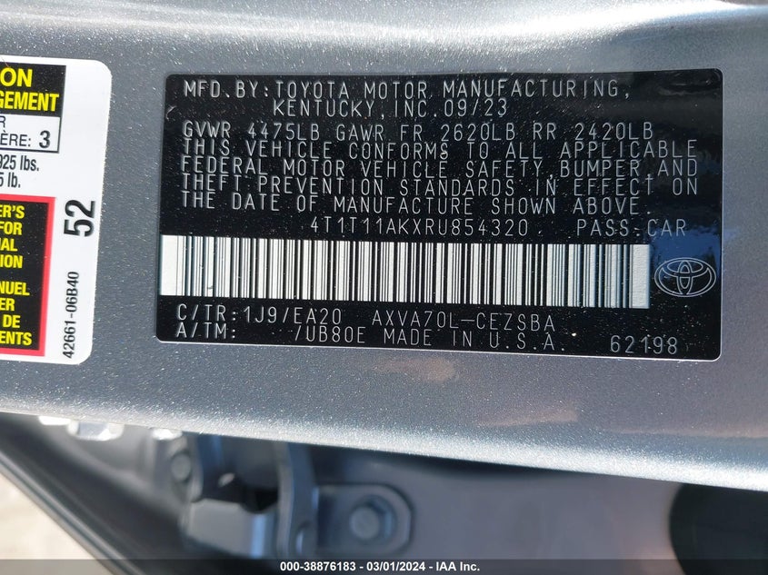 2024 TOYOTA CAMRY SE - 4T1T11AKXRU854320
