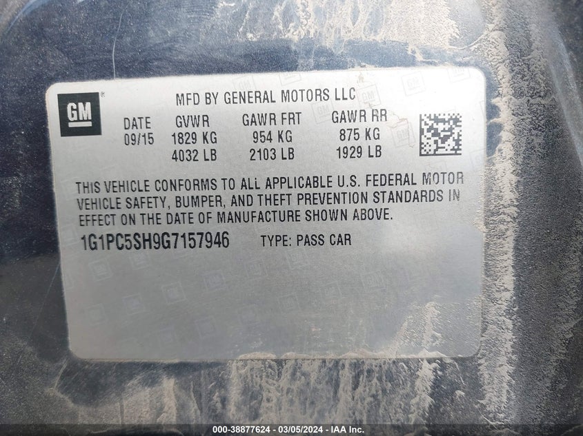 2016 CHEVROLET CRUZE LIMITED LS AUTO - 1G1PC5SH9G7157946