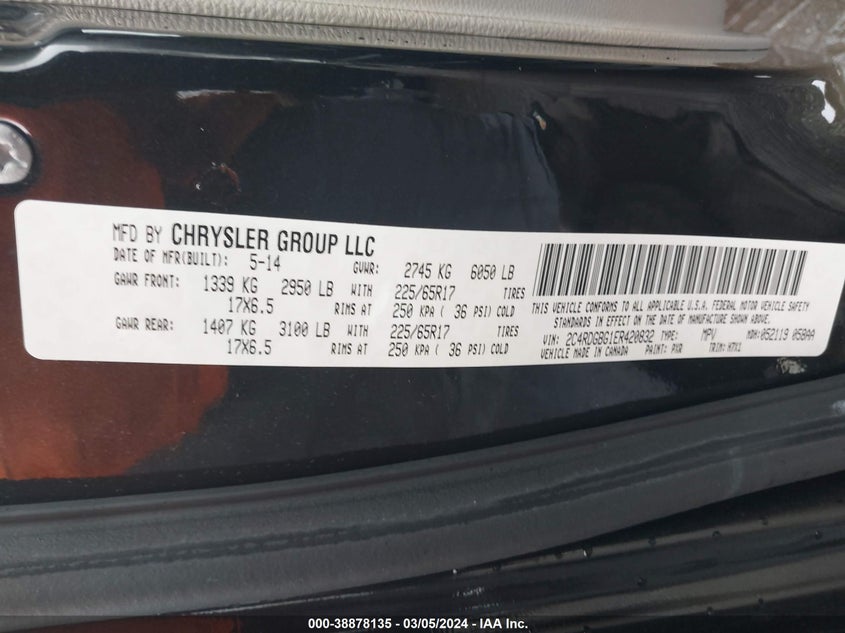 2014 DODGE GRAND CARAVAN AMERICAN VALUE PKG - 2C4RDGBG1ER420832