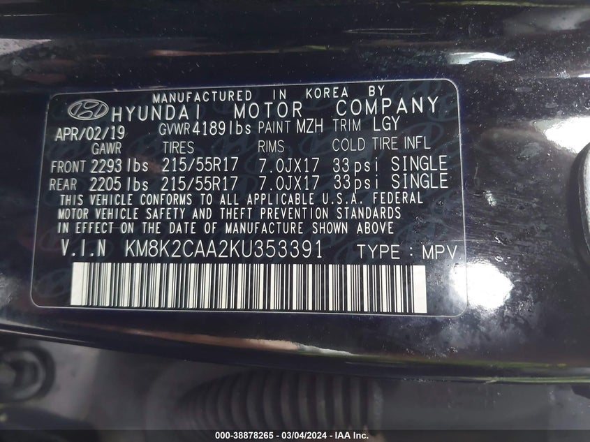 2019 HYUNDAI KONA SEL - KM8K2CAA2KU353391