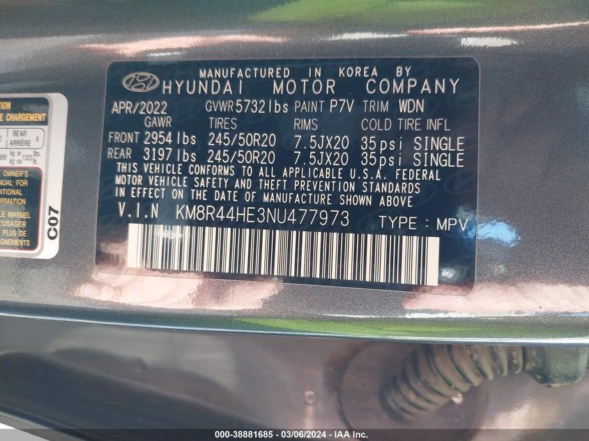 2022 HYUNDAI PALISADE SEL - KM8R44HE3NU477973