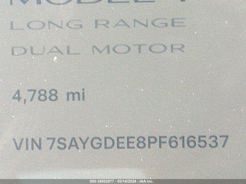 VIN 7SAYGDEE8PF616537 2023 TESLA MODEL Y