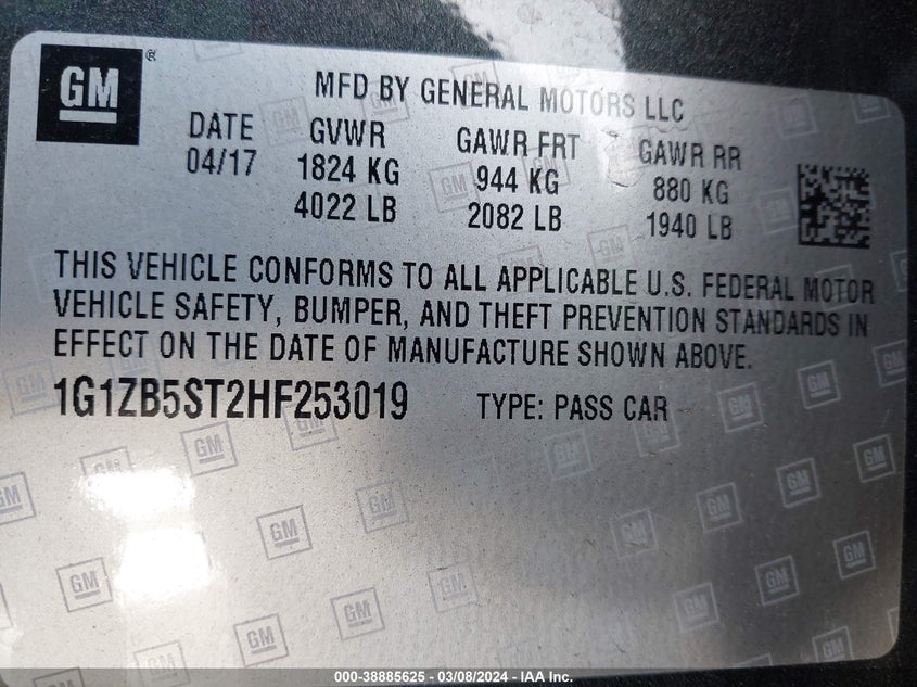 2017 CHEVROLET MALIBU LS - 1G1ZB5ST2HF253019