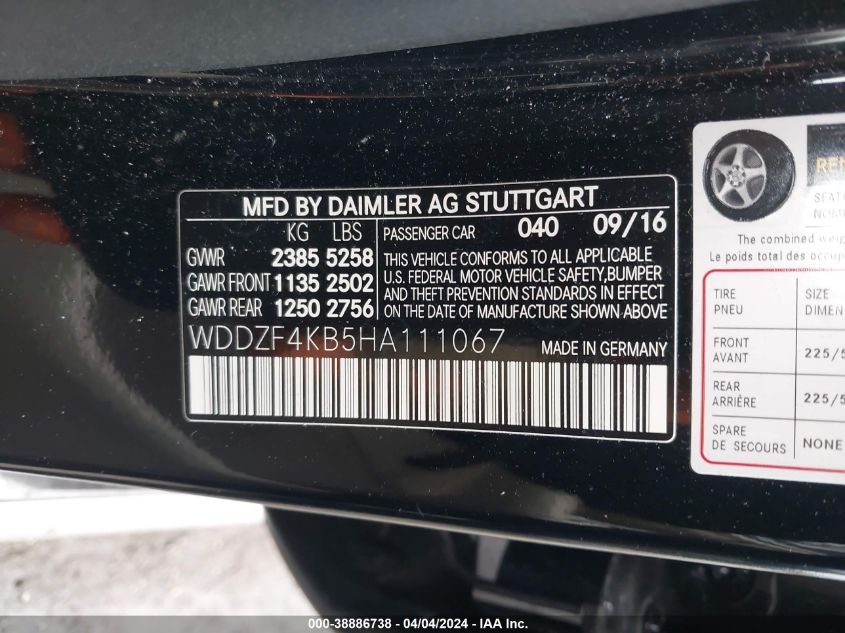 WDDZF4KB5HA111067 2017 Mercedes-Benz E 300 4Matic