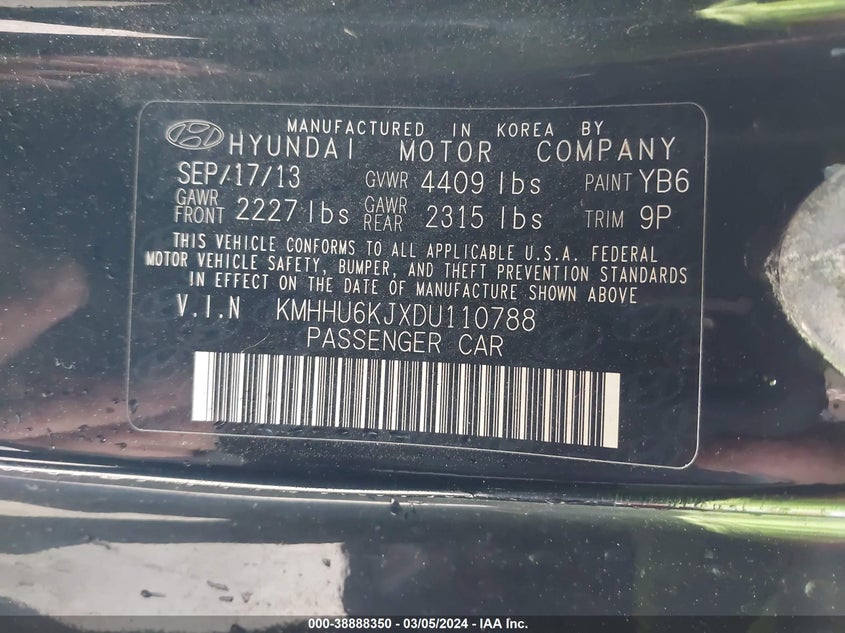 2013 HYUNDAI GENESIS 3.8 TRACK - KMHHU6KJXDU110788