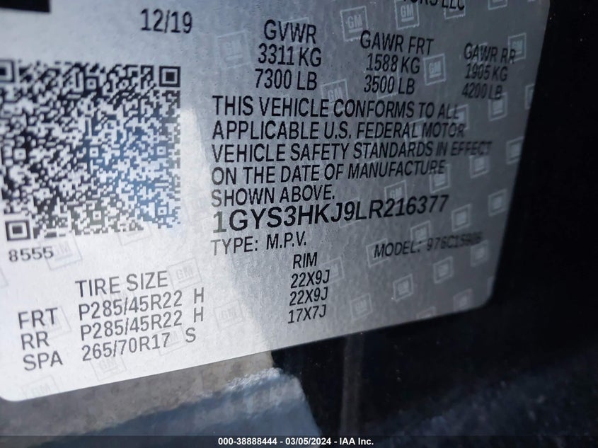 2020 CADILLAC ESCALADE ESV 2WD LUXURY - 1GYS3HKJ9LR216377