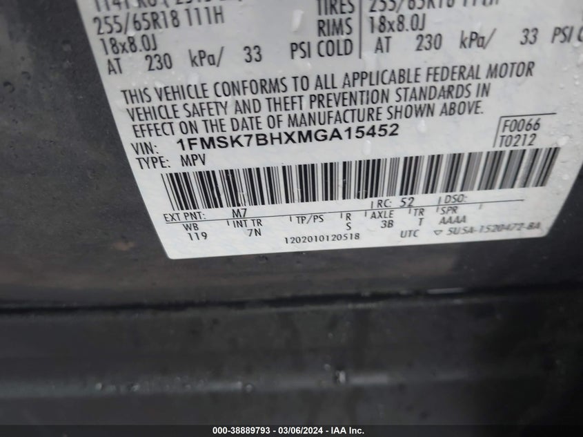 2021 FORD EXPLORER - 1FMSK7BHXMGA15452