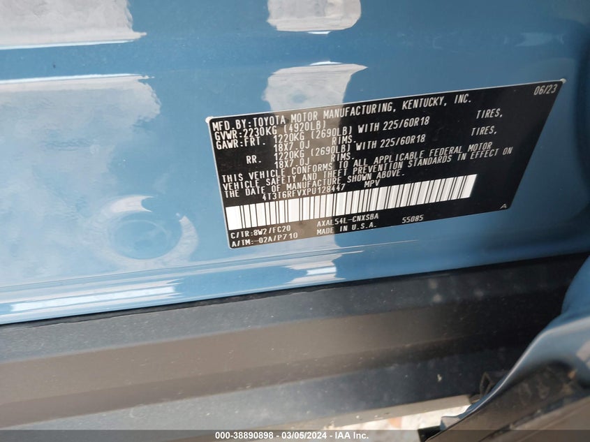 VIN 4T3T6RFVXPU128447 2023 TOYOTA RAV4 SE HYBRID