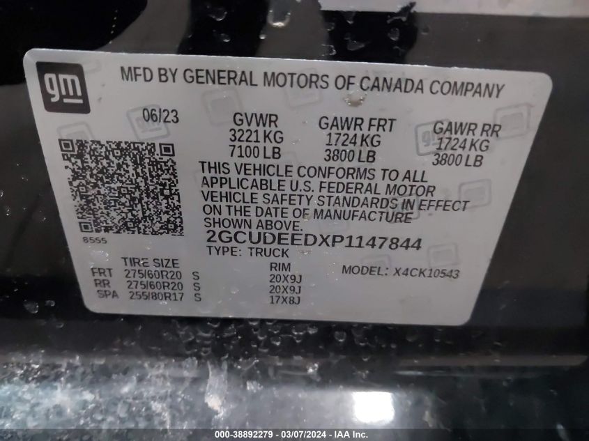 2GCUDEEDXP1147844 2023 Chevrolet Silverado 1500 4Wd Short Bed Rst