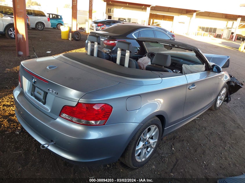 2008 BMW 128I VIN: WBAUN13548VH80244 Lot: 38894203