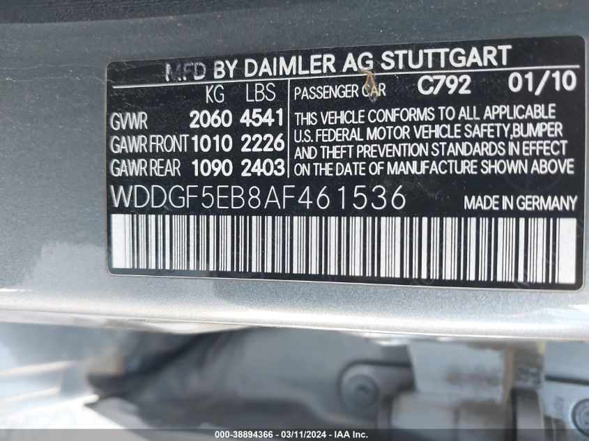 WDDGF5EB8AF461536 2010 Mercedes-Benz C 300 Luxury/Sport