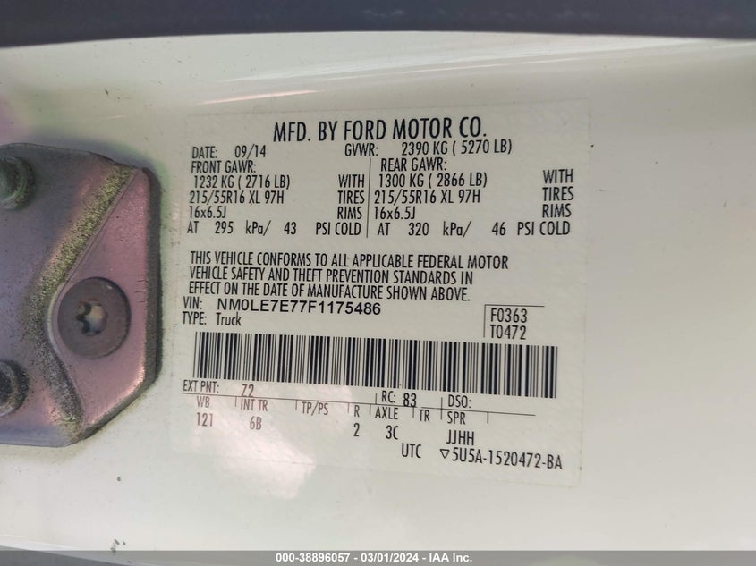 2015 FORD TRANSIT CONNECT XL - NM0LE7E77F1175486