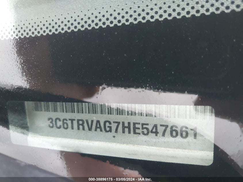 2017 RAM PROMASTER 1500 LOW ROOF 136 WB - 3C6TRVAG7HE547661