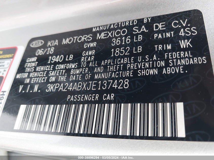 2018 KIA RIO LX - 3KPA24ABXJE137428