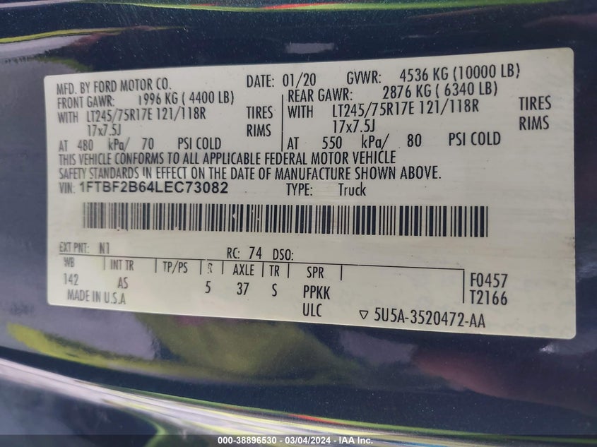 2020 FORD F-250 XL - 1FTBF2B64LEC73082