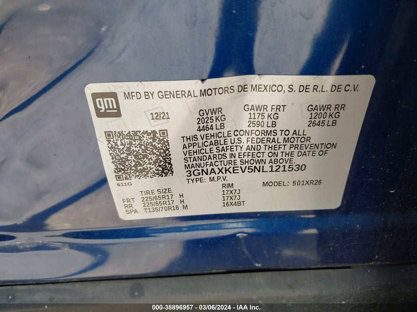 2022 CHEVROLET EQUINOX LT - 3GNAXKEV5NL121530