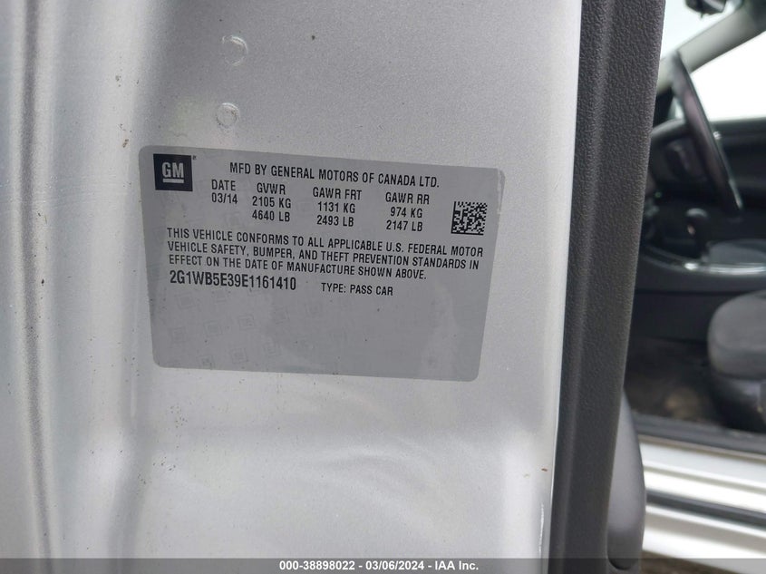 2014 CHEVROLET IMPALA LIMITED LT - 2G1WB5E39E1161410