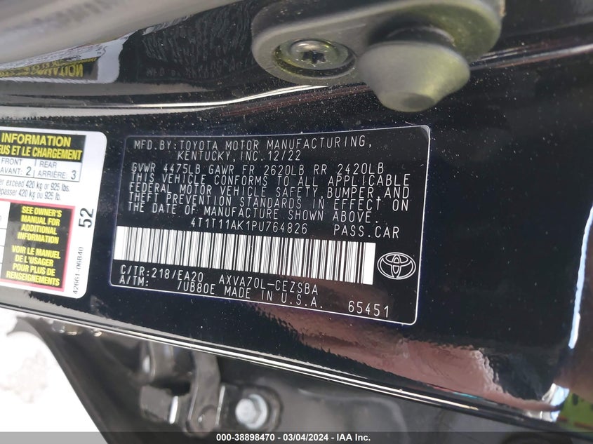 2023 TOYOTA CAMRY SE - 4T1T11AK1PU764826