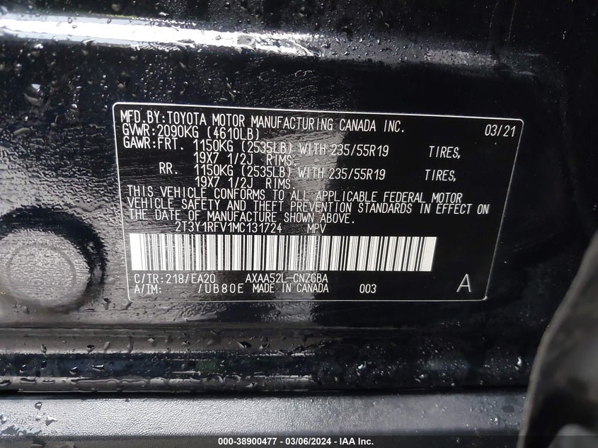 2021 TOYOTA RAV4 LIMITED - 02T3Y1RFV1MC13172