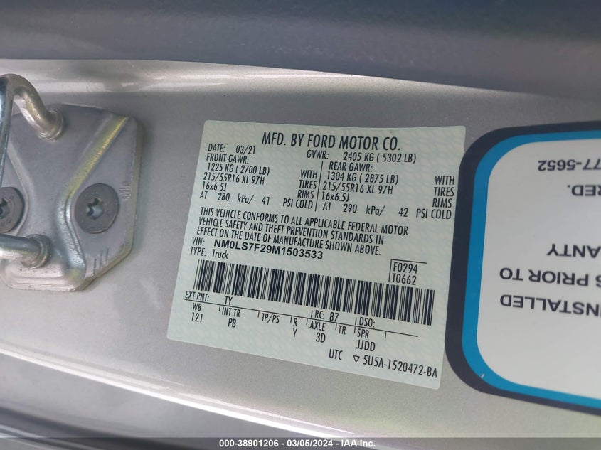 2021 FORD TRANSIT CONNECT XLT - NM0LS7F29M1503533