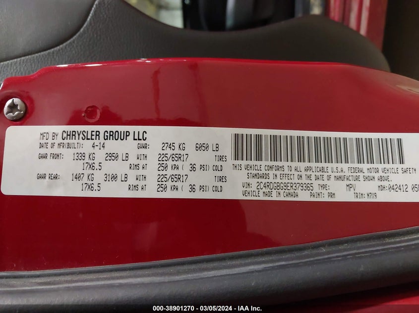 2014 DODGE GRAND CARAVAN SE 30TH ANNIVERSARY - 2C4RDGBG9ER379365