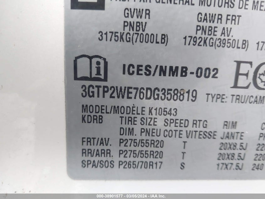 2013 GMC SIERRA 1500 SLT - 3GTP2WE76DG358819