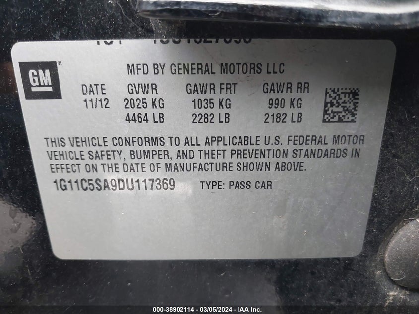 2013 CHEVROLET MALIBU 1LT - 1G11C5SA9DU117369