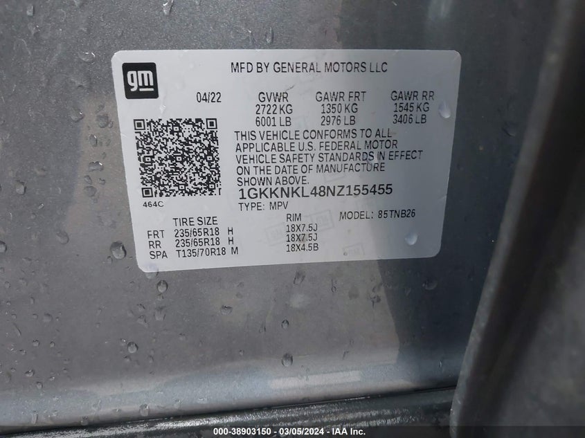 2022 GMC ACADIA FWD SLE - 1GKKNKL48NZ155455