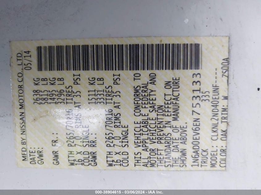 2014 NISSAN FRONTIER S/SV/SL/PRO-4X - 1N6AD0EV6EN753133