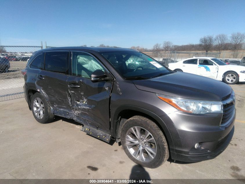 2015 Toyota Highlander Xle V6 VIN: 5TDJKRFH6FS089949 Lot: 38904641