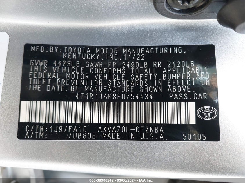 2023 TOYOTA CAMRY LE - 4T1R11AK8PU754434
