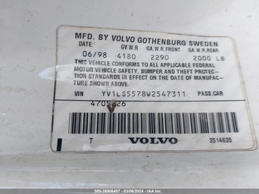 YV1LS5578W2547311 1998 Volvo S70 Gtas/Gtms