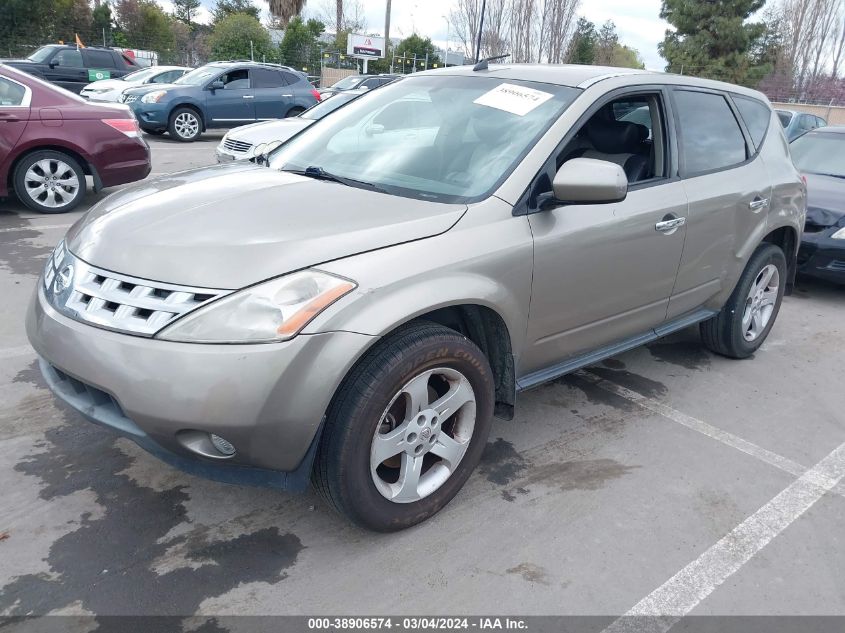 2003 Nissan Murano Sl VIN: JN8AZ08T93W110088 Lot: 38906574