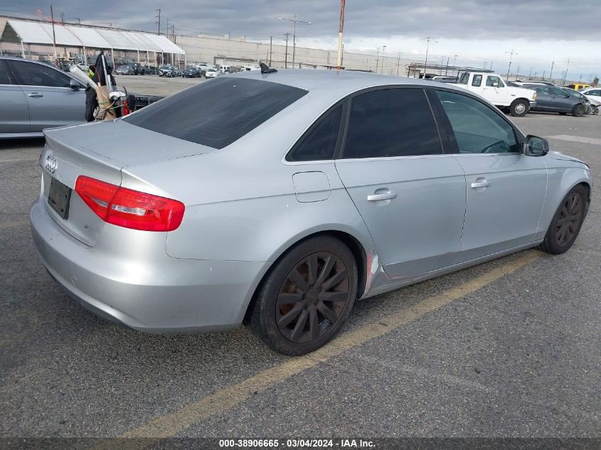 2013 Audi A4 Premium VIN: WAUAFAFL4DN042378 Lot: 38906665