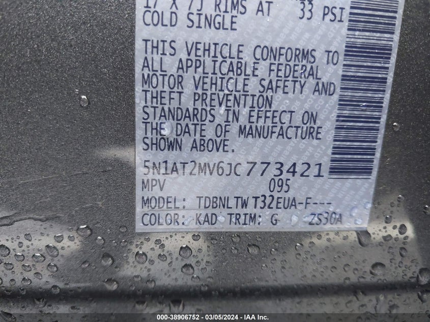 2018 NISSAN ROGUE SV - 5N1AT2MV6JC773421