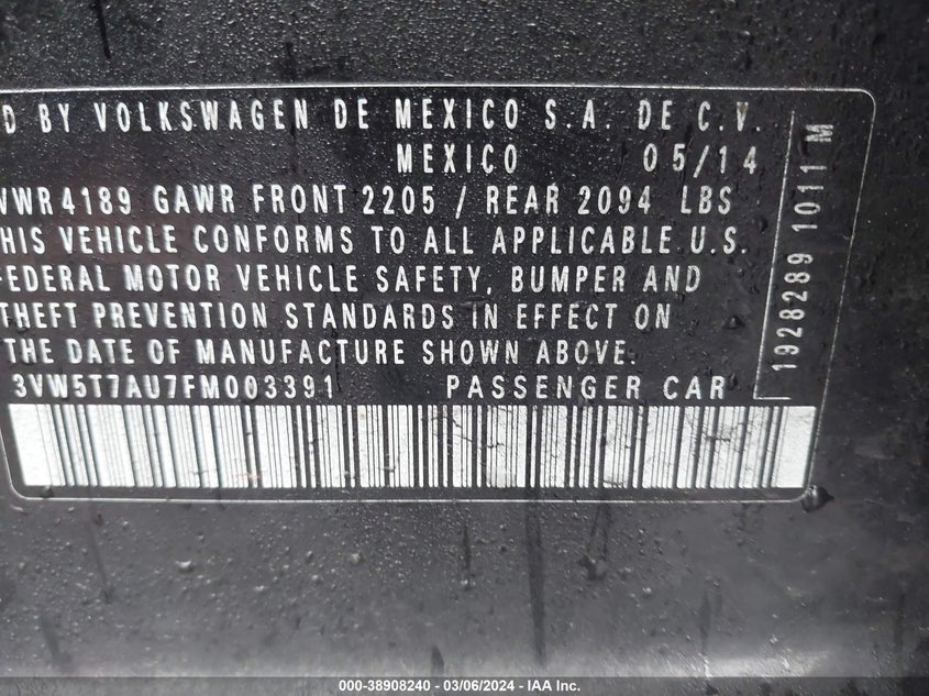 2015 VOLKSWAGEN GOLF GTI - 3VW5T7AU7FM003391