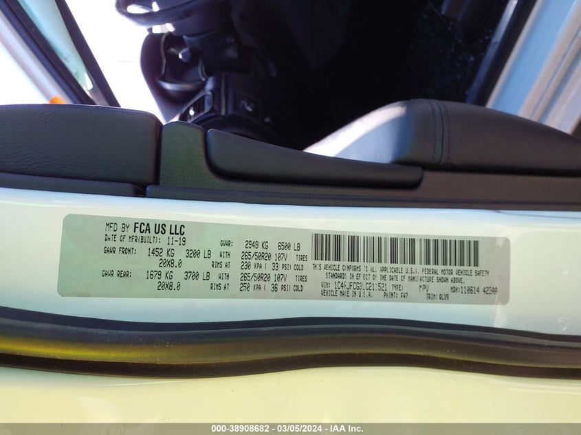 2020 JEEP GRAND CHEROKEE OVERLAND - 1C4RJFCG3LC211521