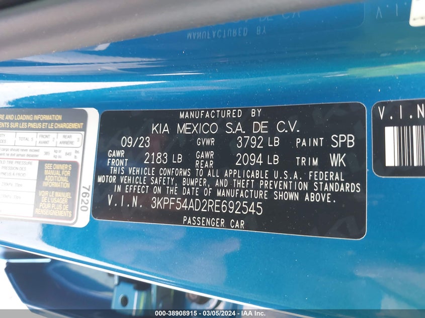 2024 KIA FORTE GT-LINE - 3KPF54AD2RE692545