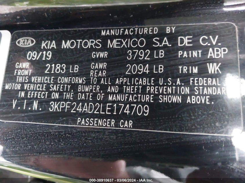 2020 KIA FORTE LXS - 3KPF24AD2LE174709