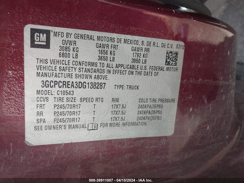 2013 CHEVROLET SILVERADO 1500 LS - 3GCPCREA3DG138287