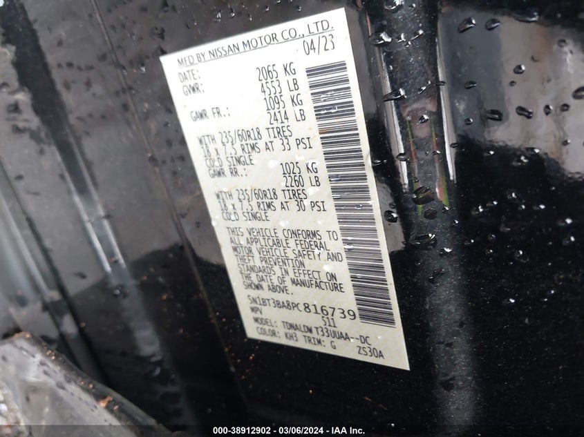 2023 NISSAN ROGUE SV FWD - 5N1BT3BA8PC816739