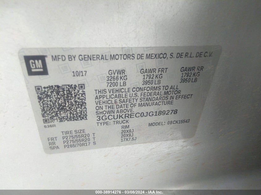 2018 CHEVROLET SILVERADO 1500 1LT - 3GCUKREC0JG189278