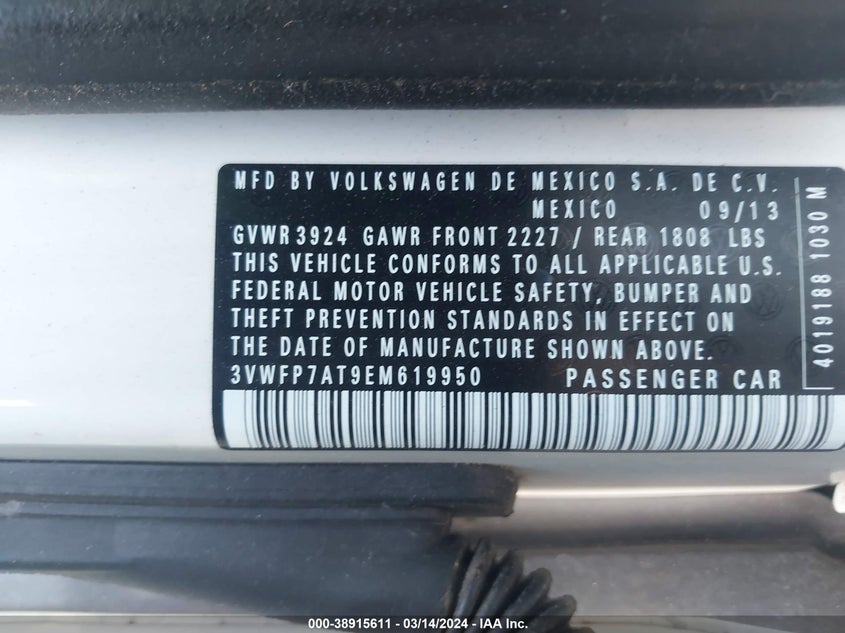 2014 VOLKSWAGEN BEETLE 2.5L ENTRY - 3VWFP7AT9EM619950