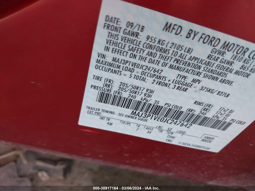 2018 FORD ECOSPORT TITANIUM - MAJ3P1VE0JC247642