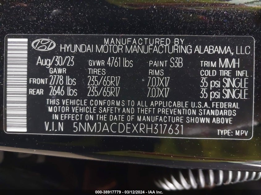 2024 HYUNDAI TUCSON SE - 5NMJACDEXRH317631