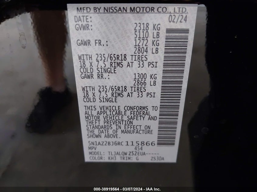 2024 NISSAN MURANO SV - 5N1AZ2BJ6RC115866