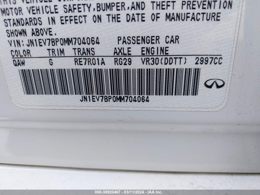 2021 INFINITI Q50 LUXE - JN1EV7BP0MM704064