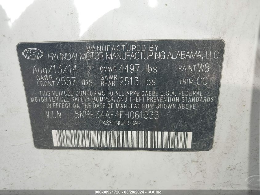 2015 HYUNDAI SONATA SPORT - 5NPE34AF4FH061533