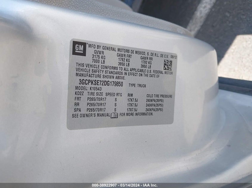 2013 CHEVROLET SILVERADO 1500 LT - 3GCPKSE72DG179850